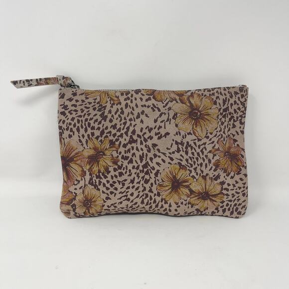 Free People Large Pocket Pouch Girl Crush Suede Leather Clutch Cosmetic Bag - Picture 1 of 13